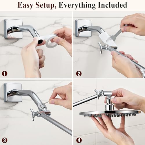 Brass 5 Inch Shower Head Extension Arm for Rain and Handheld Shower Head, Height & Angle Adjustable, Compatible with G1/2 Universal Connector | Easy to Install, Built to Last, Angle and Height Adjustable, Universal Fit