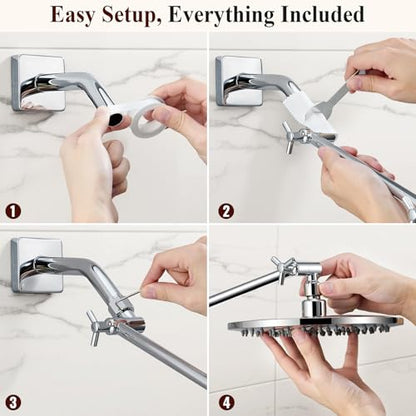 Brass 5 Inch Shower Head Extension Arm for Rain and Handheld Shower Head, Height & Angle Adjustable, Compatible with G1/2 Universal Connector | Easy to Install, Built to Last, Angle and Height Adjustable, Universal Fit