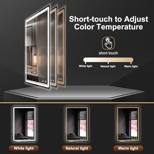LED Bathroom Mirror with Lights, Anti-Fog, Dimmable, Lighted Bathroom Vanity Mirror for Wall, UL-Certified (24 x 36) - size: 24"L x 36"W