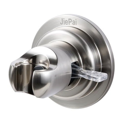 JiePai Suction Cup Shower Head Holder for Handheld Shower,Brushed Nickel | Suction cup holder,No-drill wall mount,fits 3/4 handheld,Works on tile glass metal,Removable,For bathroom/RV - color: Holder-Brushed Nickel
