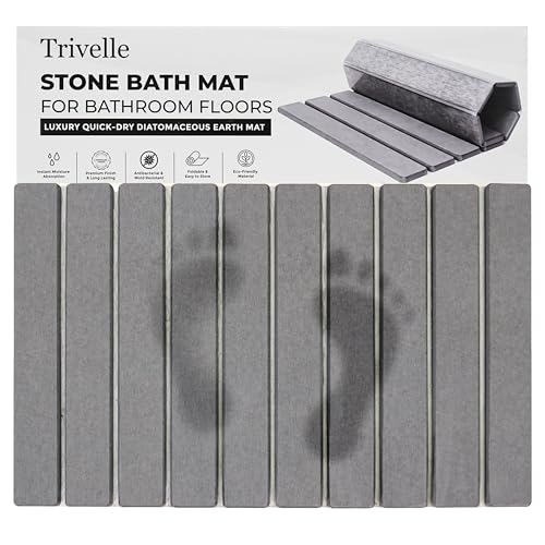 Extra Large Stone Bath Mat Made From Diatomaceous Earth, Fast Drying Non Slip Bathroom Rug for Shower, Modern Absorbent Mat with Quick Dry Surface for Bathroom Accessories