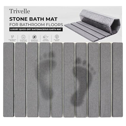 Extra Large Stone Bath Mat Made From Diatomaceous Earth, Fast Drying Non Slip Bathroom Rug for Shower, Modern Absorbent Mat with Quick Dry Surface for Bathroom Accessories