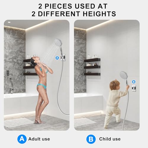 2-Pack MAYYAYA Shower Head Holder, Adhesive Wall Mount, Adjustable, Silver | Heavy Duty Wall Mounted Shower Head Shelf Bracket, ABS Stick-on Wall Bracket with Strong Adhesive for Handheld Shower Heads - color: Chrome