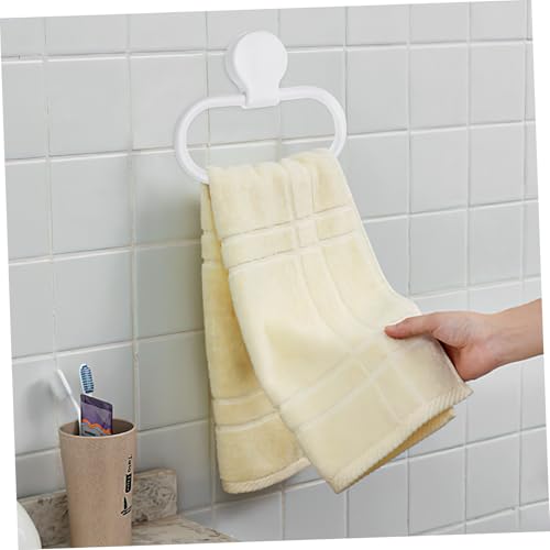 Self-Adhesive White Towel Ring for Bathroom and Kitchen No Drilling Required Premium Abs Material Easy Installation Towel Holder with Simple Design