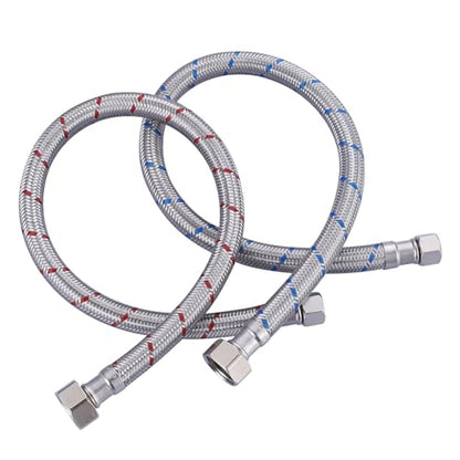 20'' Length Faucet Supply Line, Stainless Steel Braided cUPC Sink Hose with G1/2" FIP x 3/8" Compression Supply Hose for Sink Faucet Bathroom Kitchen Faucet Connector Water Supply Line 2 PCS - size: 20 Inch