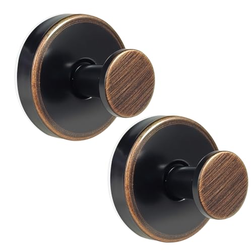 ZESLMG Suction Cup Hooks for Shower, Bronze Wreath Hangers for Front Door Glass Window Bathroom Kitchen Wall, Removable Towel Holder Bath Robe Loofah Coat Hooks No Damage for Hanging, 2 Pack