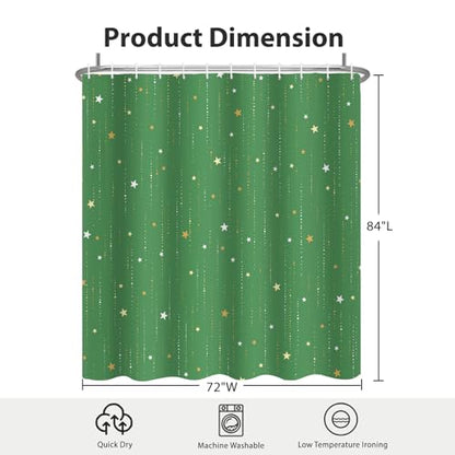 Starry Night Shower Curtain, Waterproof Shower Curtains for Bathroom, Cloth Star Shower Curtain Set with Hooks, Green Celestial Space Shower Curtains, 72x84 Inches - color: Starry Night - Green, size: 72"W x 84"L (Pack of 1)