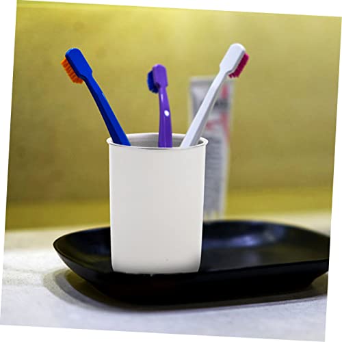 PRETYZOOM 2pcs Stainless Steel Bathroom Rinsing Cups Lightweight and Wear-Resistant Tooth Mugs Convenient Toothbrush Holders for Boy Girl Capacity Round Design White Black