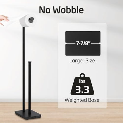 KES Toilet Paper Holder Stand with Weighted Base, Matte Black, 29.5" H | SUS304 Stainless Steel, Rustproof, Anti-Slip Pads, Fits Most Household Rolls, Easy Assembly, Bathroom, Modern Design - color: Matte Black