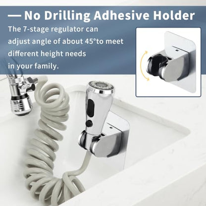 CECEFIN Kitchen Sink Sprayer Hose Attachment for Faucet, 79" Recoil Hose | Kitchen Faucet Head Replacement, Pressurized Water Saving Aerator &Diverter Valve, Bathroom/Utility Faucet Sprayer Attachment - color: F- Grey- ON/OFF Pause Sprayer