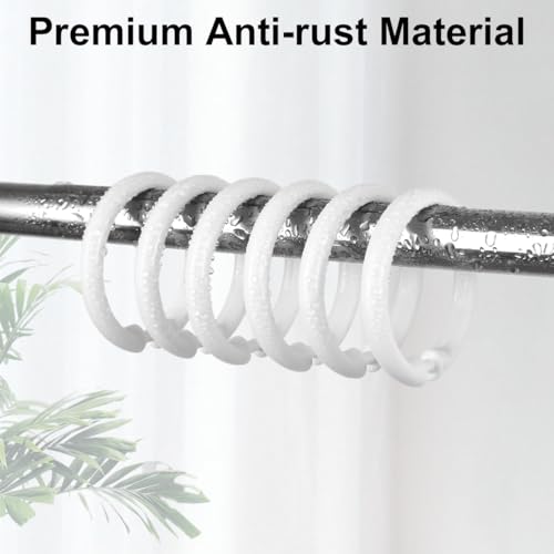 Kutesna 24PCS Shower Curtain Hooks,White Shower Curtain Rings | Plastic Shower Hooks,Easy to Snap Closure,Rust Proof Anti-Drop Shower Rings,Smooth Sliding Curtain Hooks for Shower Curtains - color: White