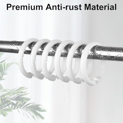 Kutesna 24PCS Shower Curtain Hooks,White Shower Curtain Rings | Plastic Shower Hooks,Easy to Snap Closure,Rust Proof Anti-Drop Shower Rings,Smooth Sliding Curtain Hooks for Shower Curtains - color: White