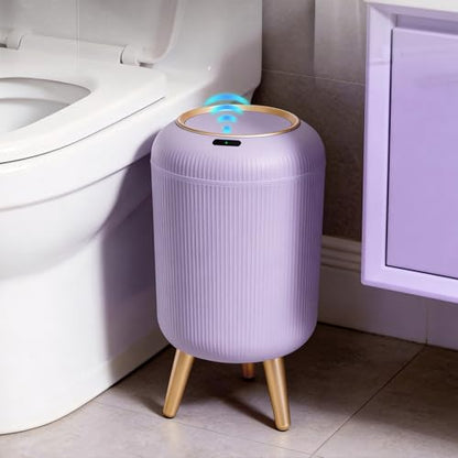 Bathroom Trash Can Automatic Touchless,3 Gallon Purple Gabage can | Motion Sensor Trash Can with Lid and legs,Smart Diaper Garbage Bin,Auto Small WasteBasket for Bedroom,Office,Restroom,Laundry - color: Purple