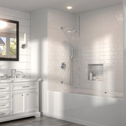 Lava Odoro Modern 3-Setting Round Rain Bathtub and Shower Faucet Set, Chrome Rainfall Shower Head and Handle Set, Rain Shower System with Tub Spout, Shower Valve Trim Kit, Chrome, SF104-C-T - color: Chrome, style: With Tub Spout