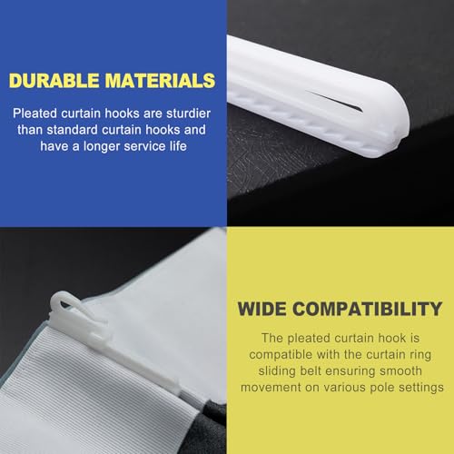 80 Pcs Adjustable Pinch Pleat Curtain Hooks, Heavy Duty Plastic Drapery Hooks for Pleated Drapes. DIY Pinch Pleated Hooks for Curtains, Window, Door & Shower (White)