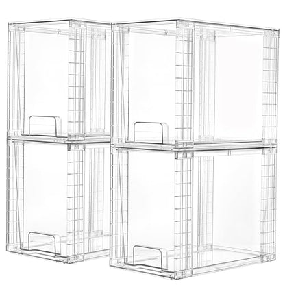 Vtopmart 4 Pack Clear Stackable Storage Drawers,9.7" High Plastic Organizers Bins for Skincare, Bathroom Supplies,Ideal for Cabinet,Undersink,Vanity,Kitchen,Pantry Organization - size: 4Pack 9.7"H