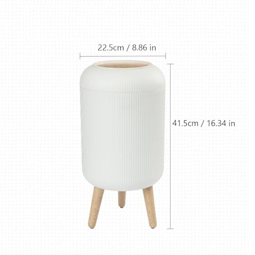 URALFA Bathroom Trash Can with Lid, 3 Gallon / 11L Garbage Can with Pop-Up Lid, Small Dog Proof Trash Cans, Plastic Waste Basket with Removable Legs for Bathroom, Bedroom, Kitchen, Office, White - color: White, style: Press Open
