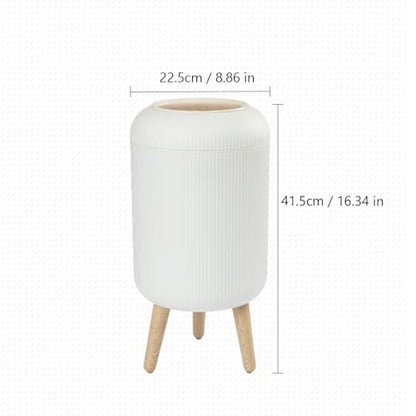 URALFA Bathroom Trash Can with Lid, 3 Gallon / 11L Garbage Can with Pop-Up Lid, Small Dog Proof Trash Cans, Plastic Waste Basket with Removable Legs for Bathroom, Bedroom, Kitchen, Office, White - color: White, style: Press Open