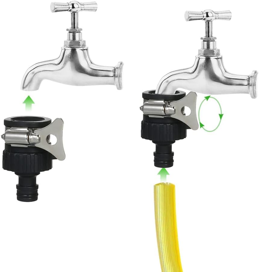 1 Set Black Universal Water Quick Faucet Adapter Tap Connection Garden Hose Pipe Fitting, Garden Hose Parts and Connectors, Hose Connectors and Accessories