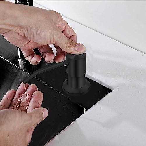 Soap Dispenser for Kitchen Sink, Countertop Soap Dispenser Pump, 47" Silicone Extension Tube Connect to The Soap Bottle Directly, Say Goodbye to Frequent Refills (Black) - color: Black