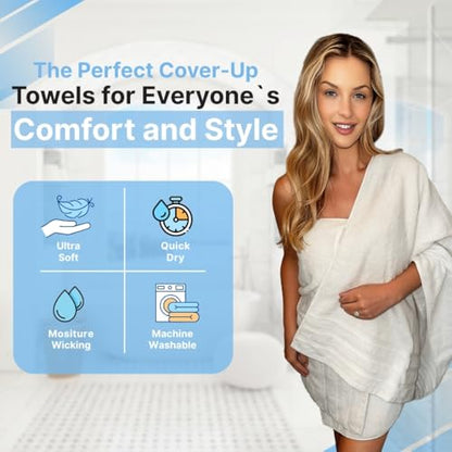Infinitee Xclusives 100% Ring-Spun Cotton Bath Towels for Bathroom - Pack 2 | Luxury Super Soft, Absorbent & Quick-Drying |27x54 inches| Large Bathroom Towels Set |600 GSM| Gym, Shower, Spa & Hotel Use - color: Brilliant White