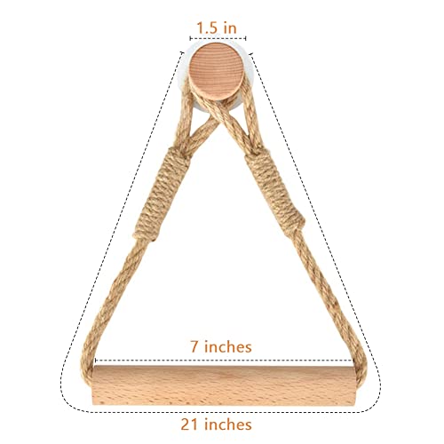 Wood & Rope Wall Toilet Paper Holder, Rustic Tissue Rolls Paper Holder Wall Mounted, Nautical Rattan Bathroom Accessories with Self-Adhesive Seamless Screw - color: Original