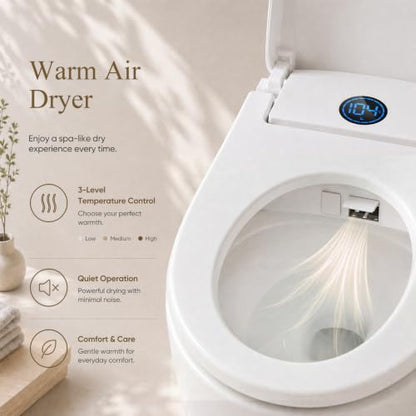 GAICOM Bidet Toilet Seat Elongated, Electric Smart Heated Toilet Seat | Instant Warm Water & Dryer, Multiple Cleaning Modes, Remote Control, Self-Clean Nozzle, Soft Closed, Night Light - color: Ivory