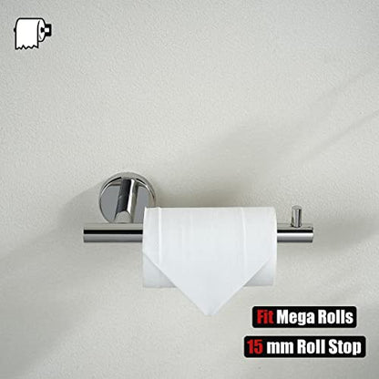 JQK Chrome Toilet Paper Holder, 5 Inch 304 Stainless Steel Thick 8mm Tissue Paper Dispenser for Bathroom, Hold Mega Rolls, Polished Chrome Wall Mount 2 Pack, TPH100-CH-P2 - color: Chrome, size: Bar(2 Pack)