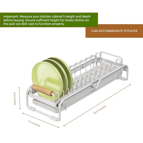 Pull-Out Double/Single Tier Dish Rack for Cupboard, Slide Out Dish Drying Rack for Kitchen Cabinets, Pull Out Drawer for Kitchen Under Sink Organizer (Single Tier Plate Rack) - size: Single Tier Plate Rack