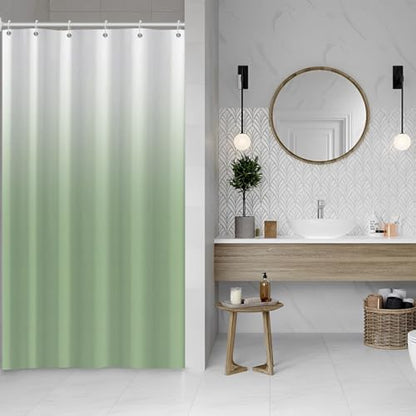 Ombre Light Green Stall RV Shower Curtain with Hooks 36x72inches | Machine Washable Waterproof, Modern Solid Boho Gradient, Bathroom Dorm Hotel Room Divider, Easy to Install, Window Curtain - color: Light Green, size: 36"W x 72"L (Pack of 1)