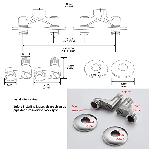 Wall Mount Kitchen Faucet 4""-8"" Center, Pot Filler Tap with Side Sprayer | 304 Stainless Steel Constructed, Brushed Nickle, Rotatable, Foldable - color: Style C, Large S-Union