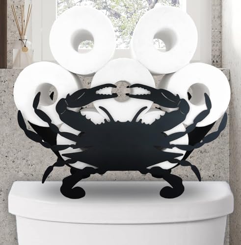 Metal Crab Toilet Paper Holders,FreeStanding Storage Tissue Paper Holders | Funny Animals Paper Holders for Indoor Bathrooms Kitchen,Toilet Rolls Tissue Storage Fit 8 Rolls,Practical and Convenient - color: Crab 14.3"lx4.5"wx8"h