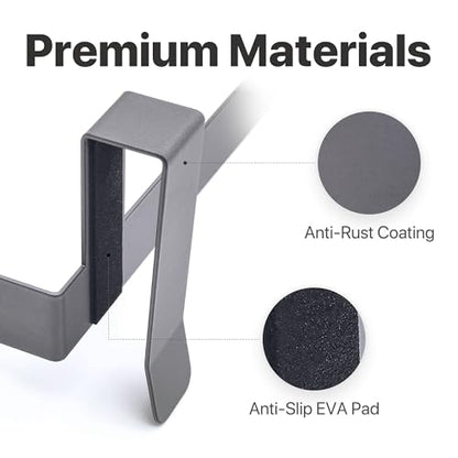 Over The Door Towel Rack No Drill, 12x4.3x3.5 Inch Carbon Steel Hanging Towel Holder for Kitchen Cabinet, Space Saving Towel Bar, 2 Pack - color: Gunmetal Gray