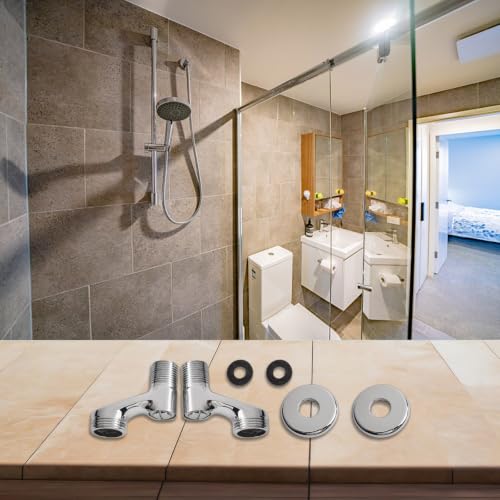 Adjustable Shower Arm Holder 304 Stainless Steel Angle Adapter for Handheld Head - G1/2 Swivel Ball Joint Mount Bracket Silver