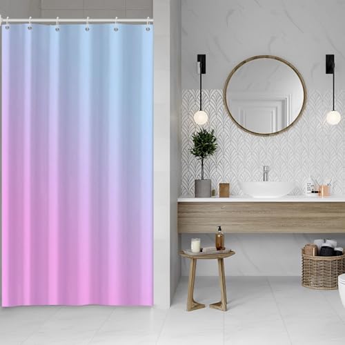 Ombre Blue Purple Stall RV Shower Curtain with Hooks 36x72inches | Machine Washable Waterproof, Modern Solid Boho Gradient, Bathroom Dorm Hotel Room Divider, Easy to Install, Window Curtain - color: Blue Purple, size: 36"W x 72"L (Pack of 1)
