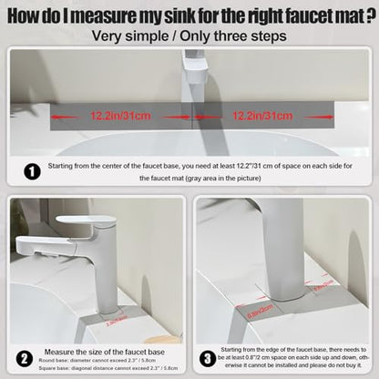 Stone Faucet Mat For Kitchen Sink, 23.6" Diatomite Quick Drying Stone Mat For Kitchen Sink, Sink Splash Guard, Super Absorbent, Sink Stone Quick Dry Around Faucet For Bathroom Counter (White) - size: 23.6" x 3.9"