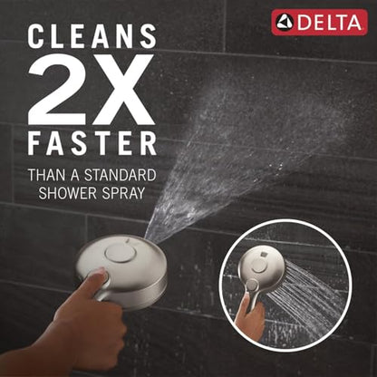 Delta 6-Setting HydroRain Premium 2-in-1 Dual Shower Head with ProClean Spray, Brushed Nickel High Pressure Shower Head with Handheld Spray, 1.75 GPM Flow Rate, LumicoatStainless 56000-SS-PR25 - color: Lumicoat Stainless