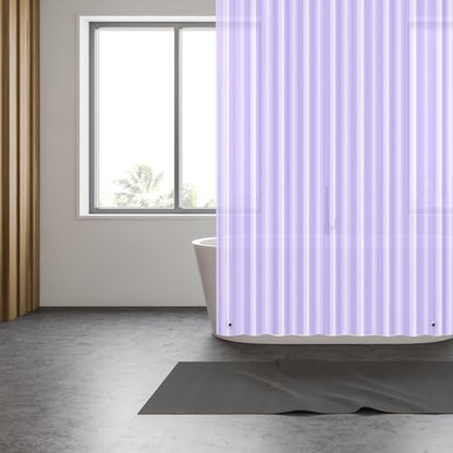 EHZNZIE Purple Shower Curtain Liner 72x72, PEVA Waterproof Bath Curtain, No Chemical Smell, 3 Weighted Magnets, Durable with Rustproof Metal Grommets - color: Clear Purple, size: 72"W x 72"L (Pack of 1)