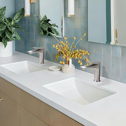 Rbrohant Single Hole Bathroom Faucet, Brushed Nickel Single Handle Bathroom Sink Faucets for 1 Hole, Bathroom Vanity Faucet with Pop up Drain, Deck Mount, R2001-BN - color: Brushed Nickel, style: No Escutcheon