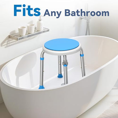 Loyoda Swivel Shower Stool for Inside Shower with Adjustable Height | Round Shower Seat, Non-Slip Feet, Tool-Free Assembly – Holds up to 300 lbs, Great for Inside Showers, FSA/HSA Eligible - color: Without Crossing Bar(light Blue)