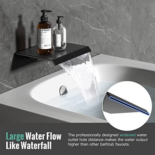 Waist Massage Spray Shower System with 6 Body Jets and Tub Spout, 16'' Full Body Bathtub Shower System with Shower Jet, Wall Mounted Rain Shower and Handheld Shower Faucet Set Complete, Matte Black - color: Matte Black, style: 16"-4 Function