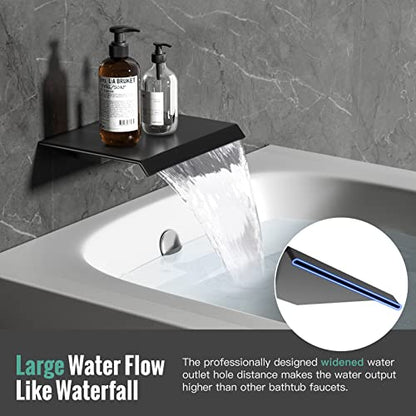 Waist Massage Spray Shower System with 6 Body Jets and Tub Spout, 16'' Full Body Bathtub Shower System with Shower Jet, Wall Mounted Rain Shower and Handheld Shower Faucet Set Complete, Matte Black - color: Matte Black, style: 16"-4 Function