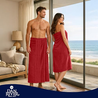 DAN RIVER 2 Pack Bath Sheets Extra Large 35x70, Large Bath Towels for Adults, XL Oversized Heavy Duty Towel Set, 600 GSM 100% Ring Spun Cotton, Soft Quick Dry, Red - color: Red