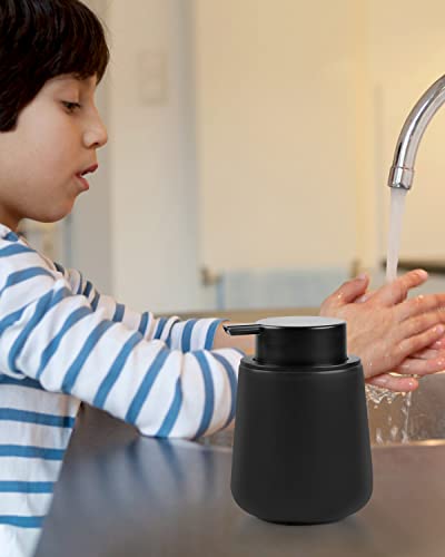 BosilunLife Ceramic Soap Dispenser - Dish Soap Dispenser for Bathroom 12Oz | Refillable Liquid Hand Wash Dispenser for Essential Oil, Lotion Soap, Black - color: Matte Black
