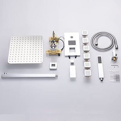 Cascada Digital 12” Wall Mounted Shower System with Single Handle & LCD Display, 3 Functions (Rainfall, Body jets & Handheld) (Rose Gold) - color: Rose Gold
