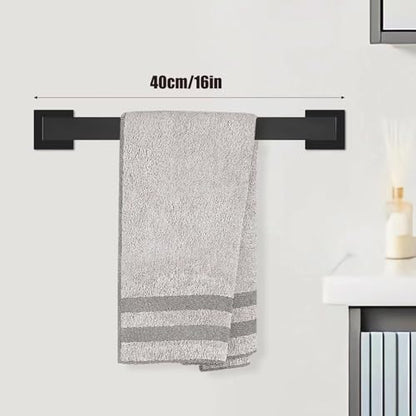 Dorudon Atrox 5-Piece Bathroom Hardware Set - Black Towel Bar Set with 2 Towel Hooks, Stainless Steel Wall Mounted Bathroom Towel Rack - Square, 16-Inch - color: Matte Black, size: 16 IN