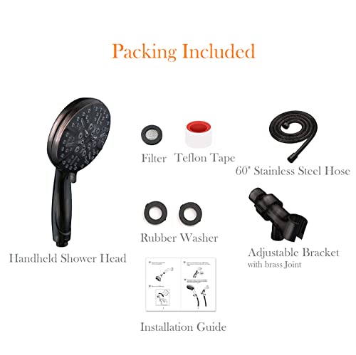 ORB High Pressure Shower Head with Handheld - Multifunctional High Flow Rain Showerhead with Extra 60" Long Hose and Adjustable Overhead Holder - Es la mejor regaderas para ducha (Oil Rubbed Bronze) - color: Oil Rubbed Bronze, style: 5 Modes