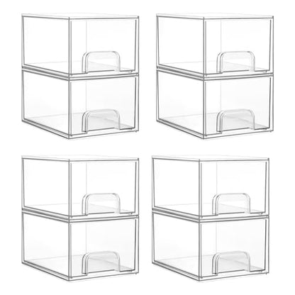 Vtopmart 8 Pack Small Clear Stackable Storage Drawers | Plastic Bins, Bathroom Makeup Organizer, For Vanity, Undersink, Kitchen Cabinets, Pantry, Home Organization - style: 8pack-Clear