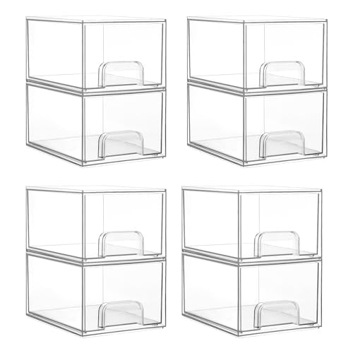 Vtopmart 8 Pack Small Clear Stackable Storage Drawers | Plastic Bins, Bathroom Makeup Organizer, For Vanity, Undersink, Kitchen Cabinets, Pantry, Home Organization - style: 8pack-Clear
