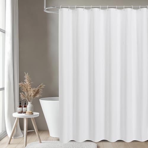 Extra Long Fabric Shower Curtain with Waterproof Layer,72x84,White | 2-in-1 Design,Linen Textured,100% Waterproof TPU-Laminated Backing,Magnetic Weighted,Machine Washable,For Bathroom,Hotel - color: White, size: 72"W x 84"L (Pack of 1)